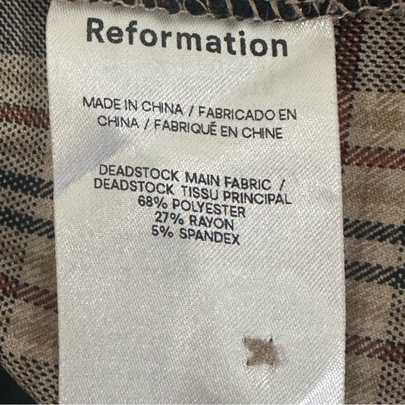 Reformation Franklin Plaid Pants in Gray and Tan - Picture 7 of 8